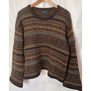 VTG Polo Ralph Lauren Sweater XL  Fair Isle crew Sweater  Nordic Aztec Cabincore